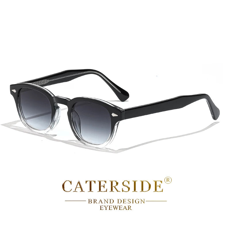 CATERSIDE Retro Small Circular Sunglasses Men Punk Propionic Luxury Brand Design Sun Glasses Women Business Party Eyewear UV400