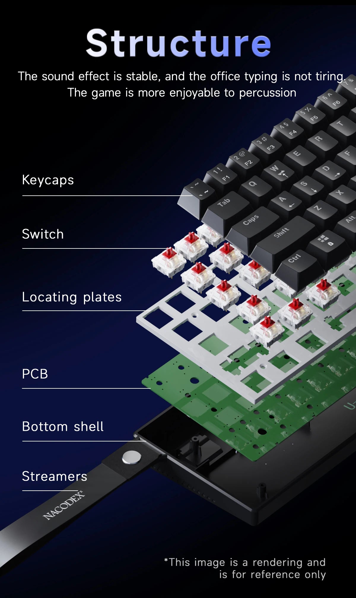 AJAZZ NK61 61-Key Wired Mechanical Keyboard with Hot-Swappable Red Switches, RGB Backlit Compact Gaming Keyboard for PC & Mac