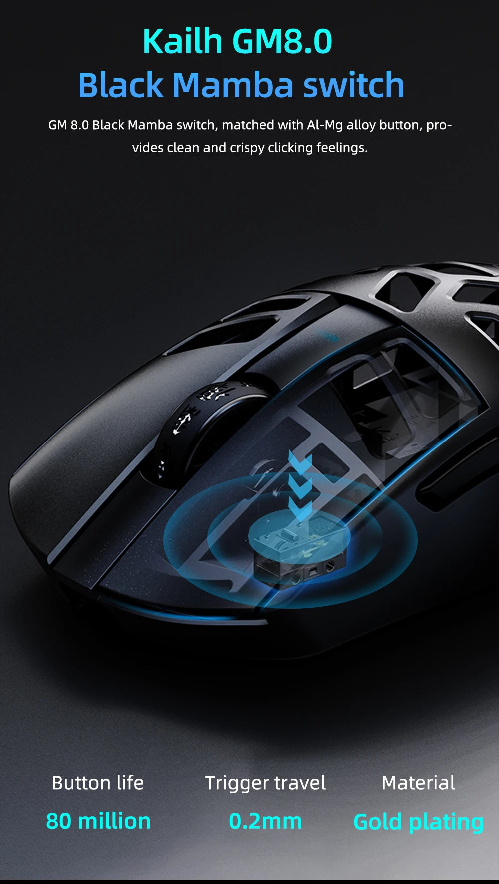 Rato Gaming Sem Fios DAREU Al-mg Tri-mode 8Khz PBT Quick Charge PAW3950 30000 DPI Leve para PC Gamer