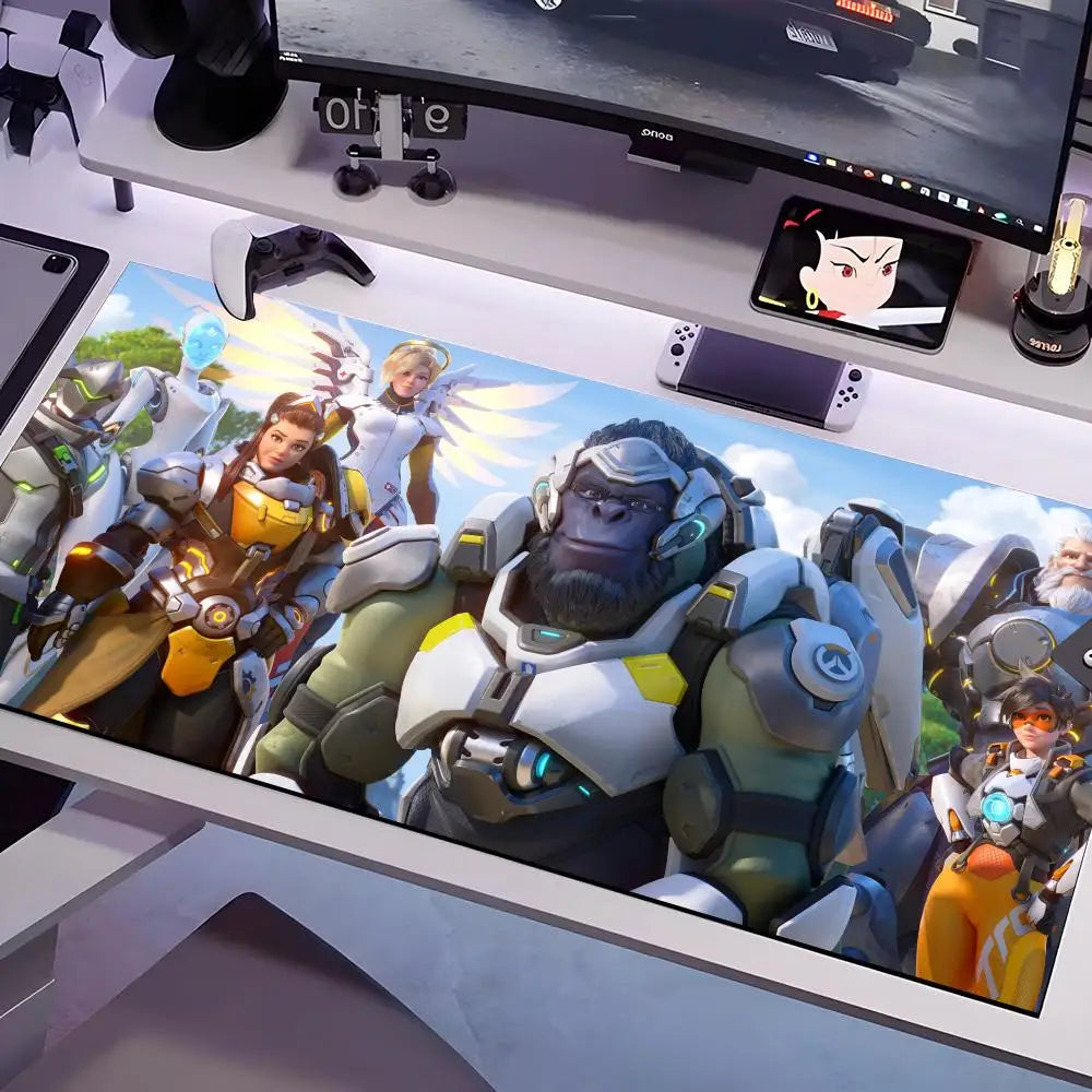 Overwatch-Mauspad in mehreren Größen, große quadratische Computer-, Büro- und Gaming-Tischmatte aus rutschfestem Gummi