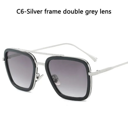 Sun Glasses Fashion Square frame Tony Stark Style Women Sunglasses Men Square Brand Design Sun Glasses Oculos Retro Male Iron