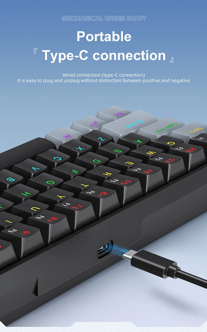 APAYADO K61 Mini Mechanical Keyboard, Wired, 61 Keys, Phantom RGB, Black/White Red/Blue Mechanical Switch for Gaming, 60% Portable