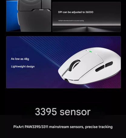 Mouse wireless Bluetooth Aigo GM80 PLUS PRO PAW3311/PAW3395 leggero 1000HZ cablato a tre modalità per gaming ed e-sport, regalo