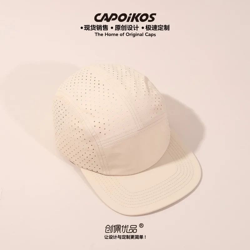 Customized Logo Solid Color Five-panel Quick-drying Baseball Cap Men's and Women's Mesh Breathable Camping Sports Skateboard Cap