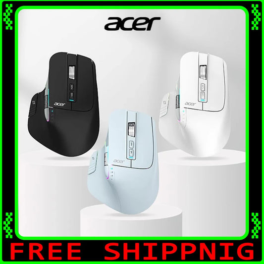 Acer OMR225 Gamer Mouse 3-Mode Bluetooth Wireless Gaming Mouse, Ergonomic Programmable Gaming Mouse with Dual Scroll, Rechargeable RGB Gaming Mouse for PC & Office