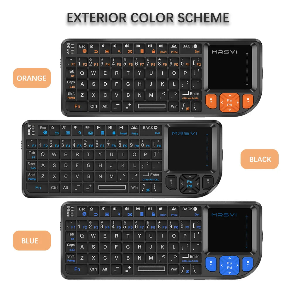 MRSVI Mini Keyboard A8 PLUS, Backlit 2.4GHz & Bluetooth 5.0 Wireless Keyboard with Touchpad for Android TV Box, Mac, Laptop, Windows