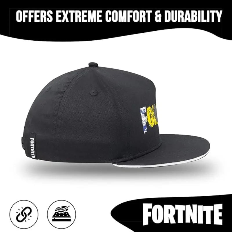 Fortnite Game Cap, Cartoon Black Hat for Adults, Outdoor Travel Adjustable Sun Baseball Sports Cap