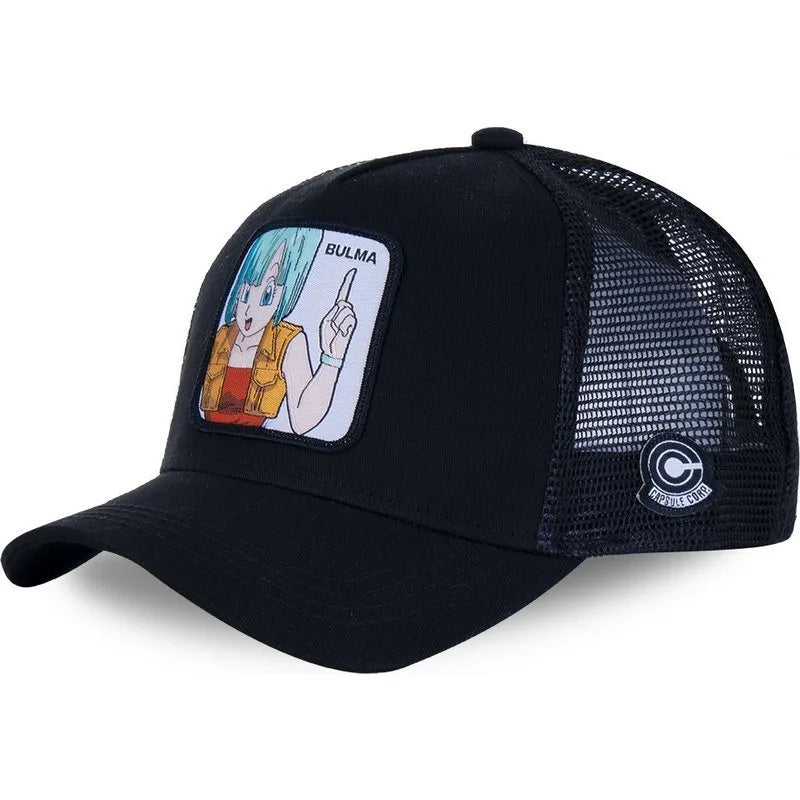 Cappellino Dragon Ball Son Goku da viaggio estivo con visiera, da uomo, ricamato, stile hip-hop, visiera parasole, cappellino trucker regolabile in rete