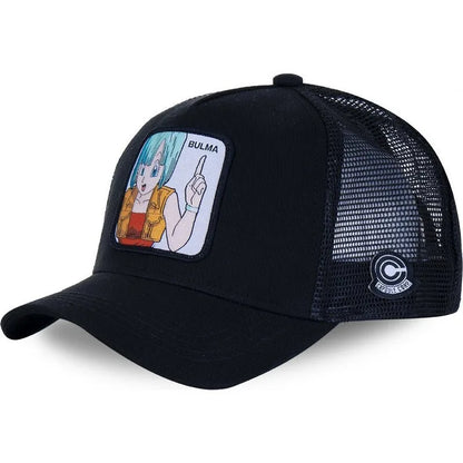 Cappellino Dragon Ball Son Goku da viaggio estivo con visiera, da uomo, ricamato, stile hip-hop, visiera parasole, cappellino trucker regolabile in rete