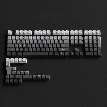 Teclas Gamer RGB retroiluminadas em degradé para teclado mecânico com switch MX, perfil OEM, PBT, branco e azul, layout ISO, teclas DIY