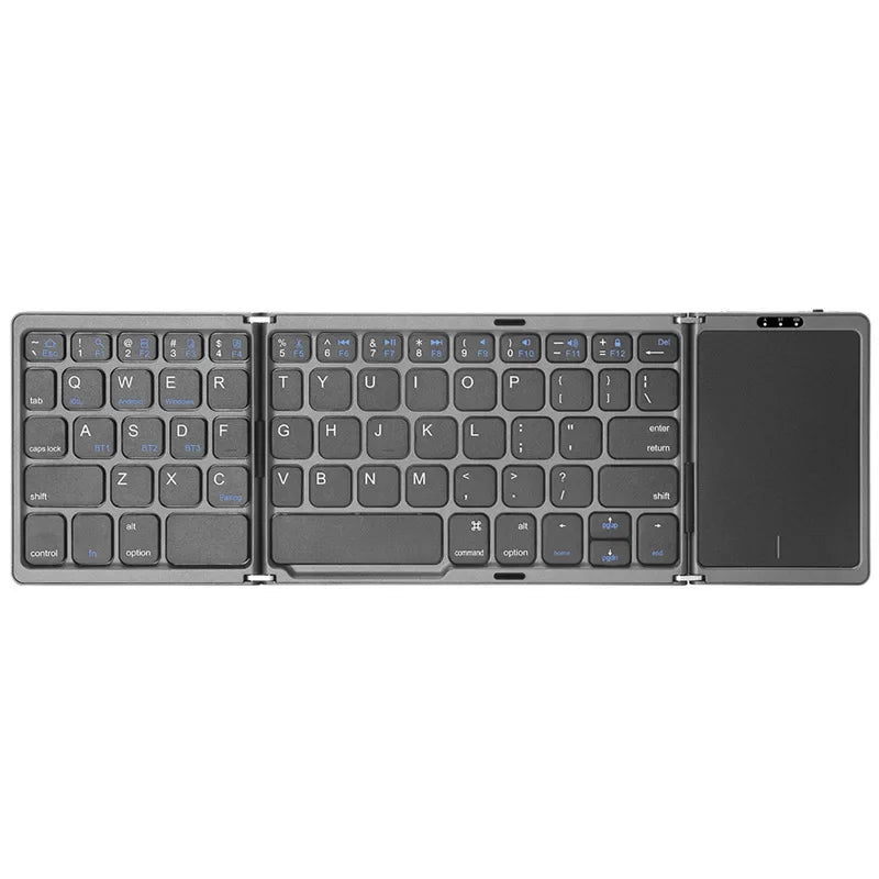 Mini Folding Wireless Bluetooth Keyboard Russian Spanish Arabic Hebrew Portuguese with Touchpad for Windows, Android, IOS