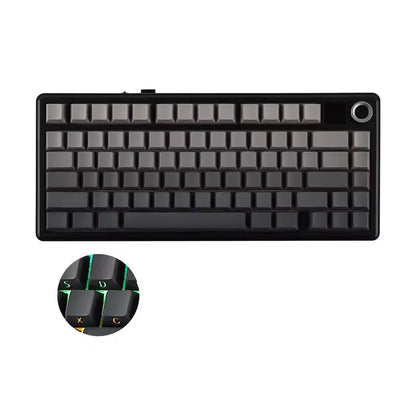 Teclado mecánico gaming AULA F75 MAX 2.4G inalámbrico/BT/con cable, Hot-Swap RGB, 75%, 81 teclas, teclado de oficina con pantalla TFT