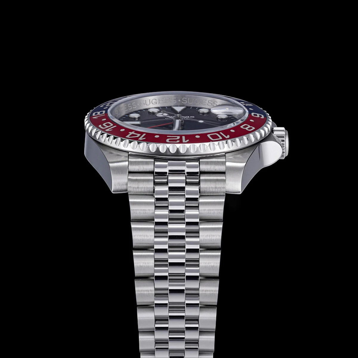 Sugess GMT Diving Watch of Men Automatic Mechanical Waterproof Wristwatches Peacock SL3032 Movement Ceramic Bezel Jubille Band