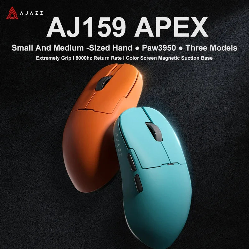 Gaming miška Ajazz AJ159 PRO/APEX 8000Hz, povratna frekvenca, Paw3950, barvni zaslon, magnetno stojalo AJ159P, za pisarno in gaming