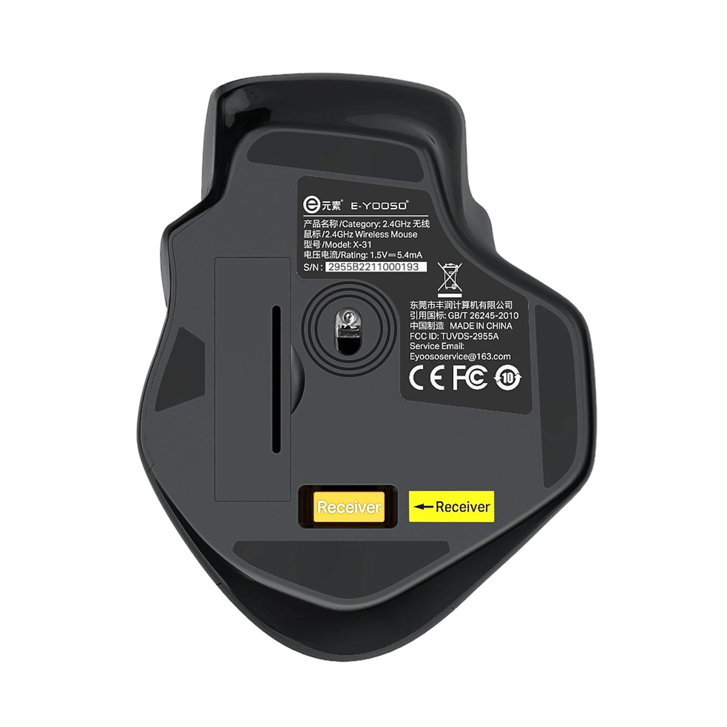 E-YOOSO 2.4G Wireless Mouse PAW3212 4800 DPI Ergonomic Mouse Gaming Mouse Office Mouse for Notebook PC Laptop MacBook