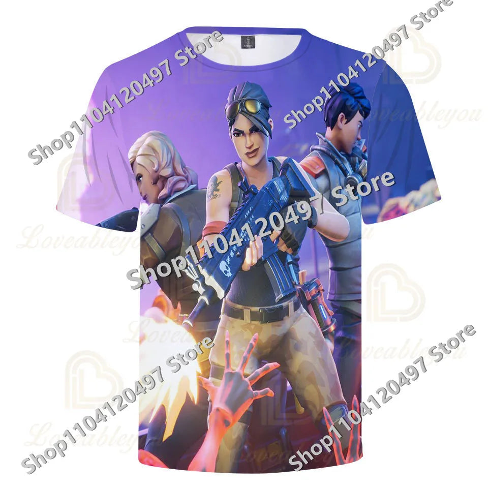 Fortnite Theme Birthday Number T-Shirt, Summer Child White Clothes, Cartoon Hot Game Short Sleeve Tees, Casual Tops, Funny Gifts