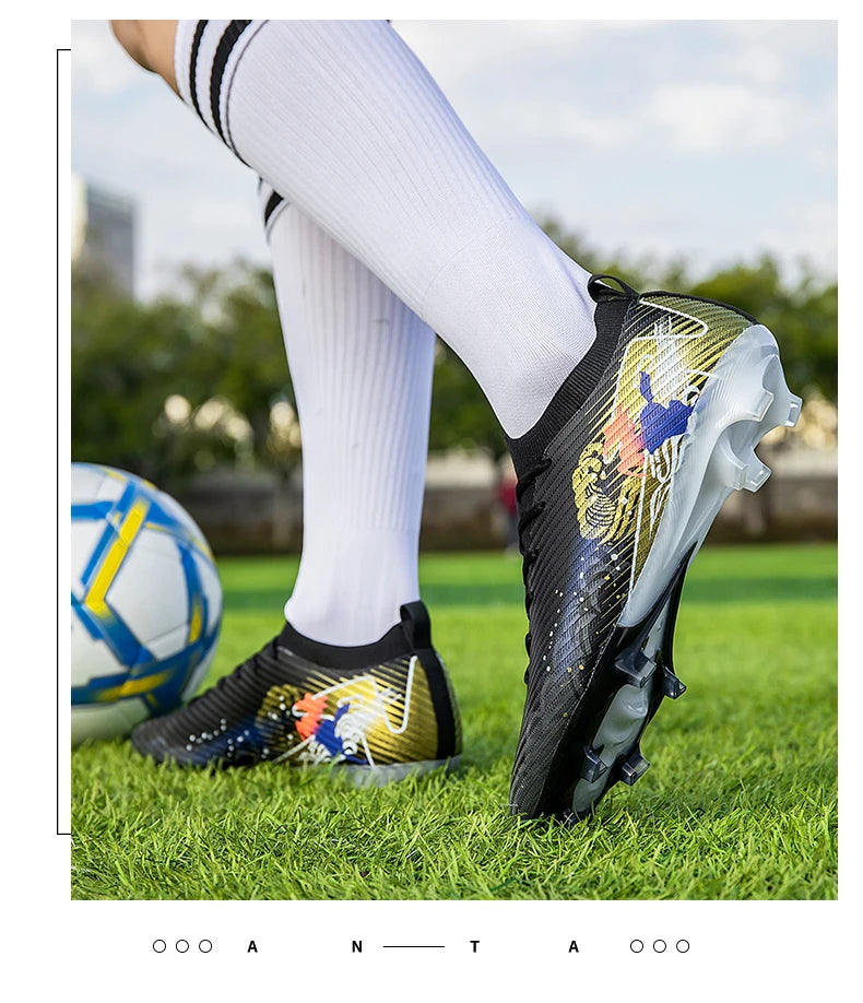 New Men Soccer Shoes FG Non-Slip Long Spikes Football Boots Soccer Cleats Training Shoes Match Ultralight Outdoor Drop Shipping