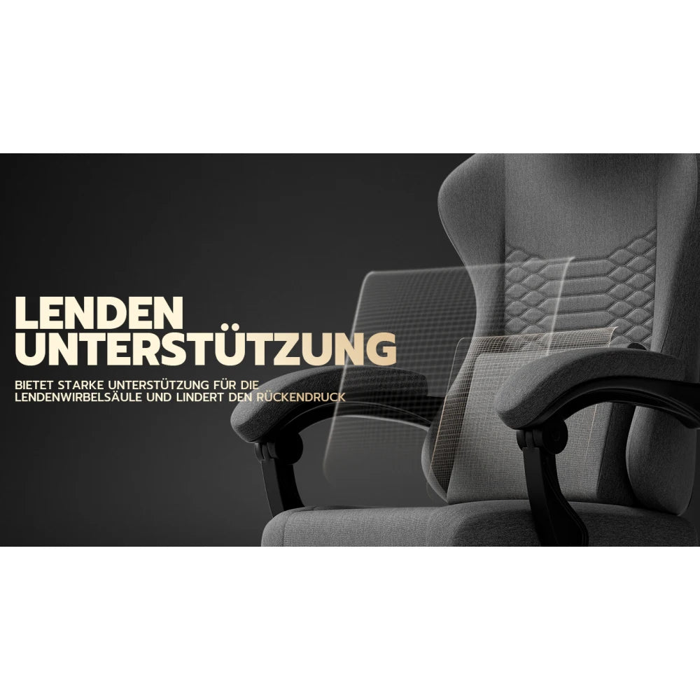 Gaming Chair Fabric Office Chair, Massage Gaming Chair with Headrest, Ergonomic Racing Gaming Seat with Footrest, for Relaxing