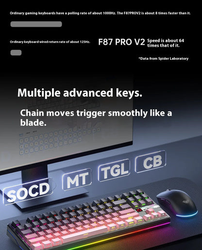 Teclado mecánico AULA F87 Pro V2 inalámbrico de 3 modos, batería de larga duración de 12000mAh, hot-swap, RGB Customi, teclado e-sports para gaming en PC