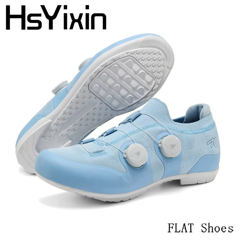 Scarpe da ciclismo su strada unisex, HsYixin traspiranti SPD autobloccanti antiscivolo, scarpe da corsa per bici da strada, MTB flat e sneakers da bicicletta