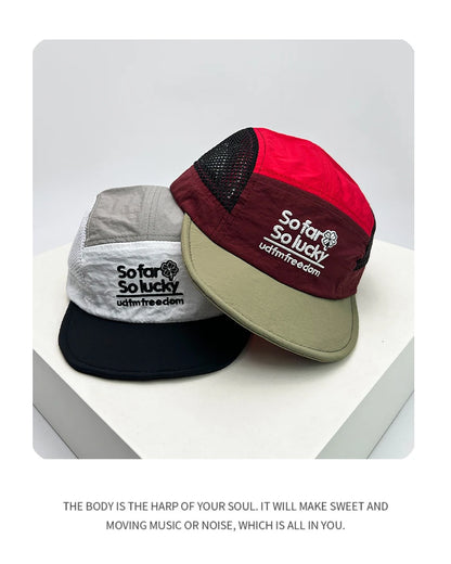 Unisex-baseballkepsar med platt skärm och broderade bokstäver, andningsbara, koreanska solskyddskepsar, snabbtorkande kepsar med skärm, mångsidiga insatser