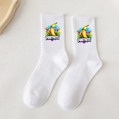 Fortnite-Socken mit Cartoon-Spielcharakter, lange Socken für Kinder und Schüler, einfarbige Baumwollsocken für Frühling und Herbst, Geburtstagsgeschenk