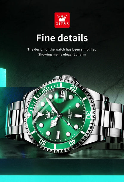 OLEVS 5885 Man Watch Original Brand Waterproof Quartz Watch Stainless Steel Strap Automatic Date Mens Gifts Watches For Man