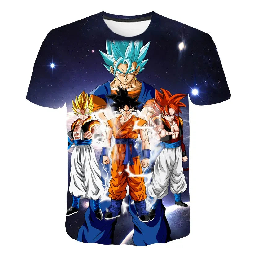 Cartoon Anime 7 Dragon Ball T-shirt for Children and Boys Cartoon T-shirt Short Sleeved Summer Men's Top Short Sleeved T-shirt