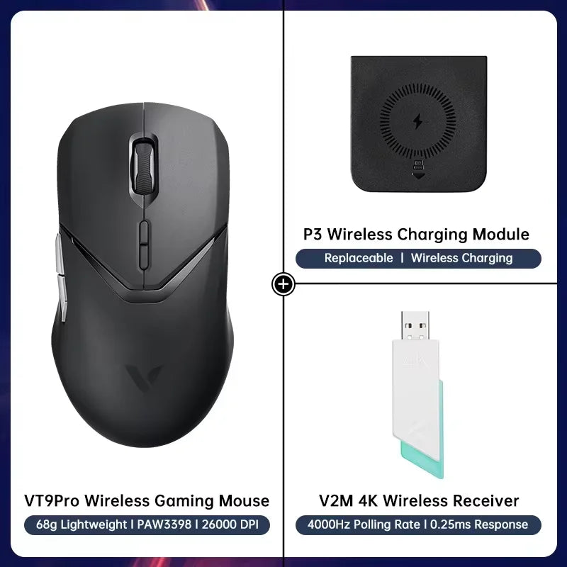 Rapoo VT9PRO PAW3398 Wireless Gaming Mouse 68g Wired Programmable Ergonomic Mice 26000DPI Type C Rechargeable PC Gamer Accessory