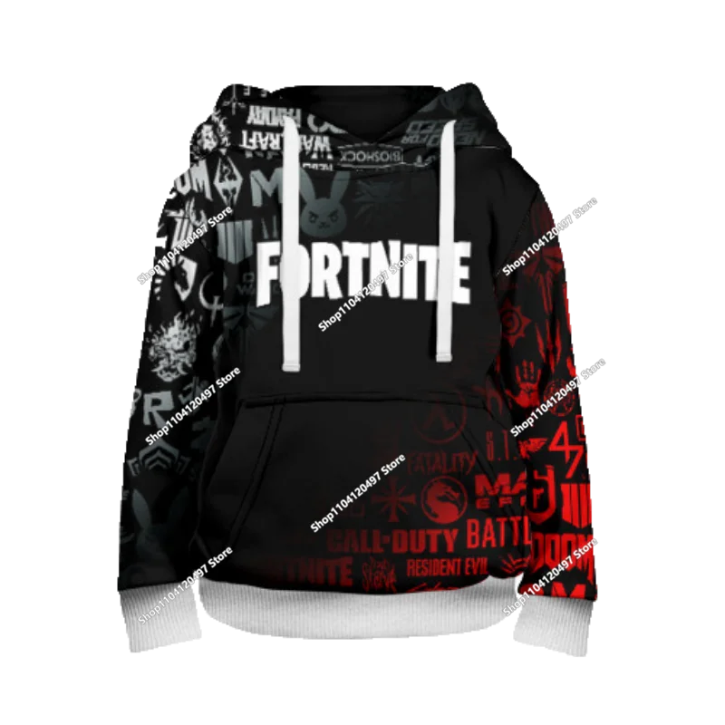 Sweatshirt com Capuz Infantil 3D 2025, Nova Série Anime Fortnite Estampada, Pullover de Marca Trendy, Presente