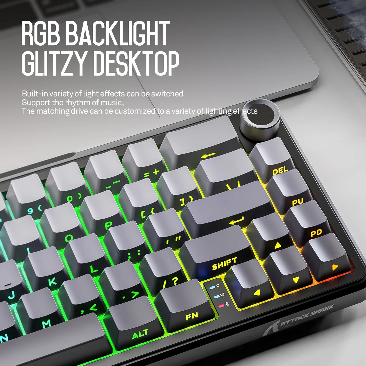 Attack Shark X66 Kabellose mechanische Tastatur 65% Kompaktlayout RGB-Hintergrundbeleuchtung Gasket Hot Swap Bluetooth USB-C PBT großer Akku