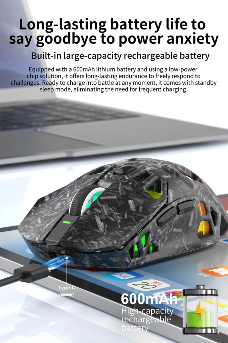 Mouse da gaming leggero Lenovo Tri-Mode con dock di ricarica RGB 12000DPI 2.4G/Bluetooth/cablato mouse ergonomico per PC laptop
