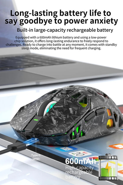 Mouse da gaming leggero Lenovo Tri-Mode con dock di ricarica RGB 12000DPI 2.4G/Bluetooth/cablato mouse ergonomico per PC laptop