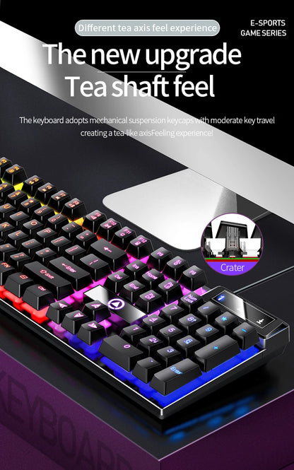 Wired USB Gaming Keyboard with Backlight, 104 Key Gamer Keyboard for Computer/Laptop/PC, Ergonomic Design, Office Gaming Accessory