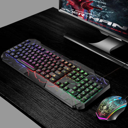 Computer Desktop Wired Gaming Keyboard Mouse Mechanical Feel LED Light Backlit Keyboard Mouse Combos