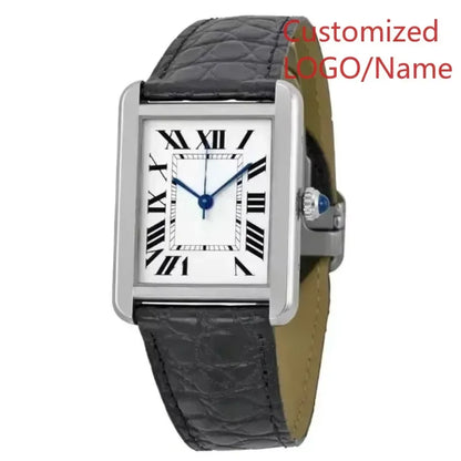 A11 Store Customized Watch  Mens Womens Quartz Movement Watches for Tanks Relogio Masculino Black Leather Female Ladies