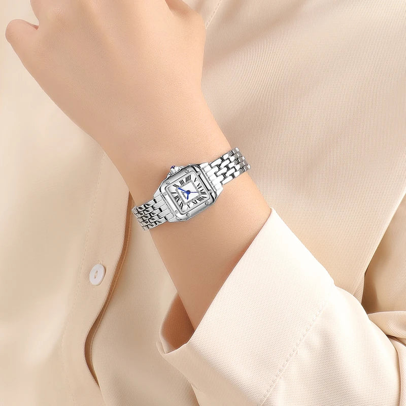 YASHIDUN Fashion Women Watch Stainless Steel Luxury Ladies Quartz Watches Business Female Clock Bracelet Wristwatch Women Gift