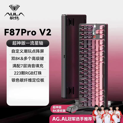 Teclado mecánico AULA F87 Pro V2 inalámbrico de 3 modos, batería de larga duración de 12000mAh, hot-swap, RGB Customi, teclado e-sports para gaming en PC