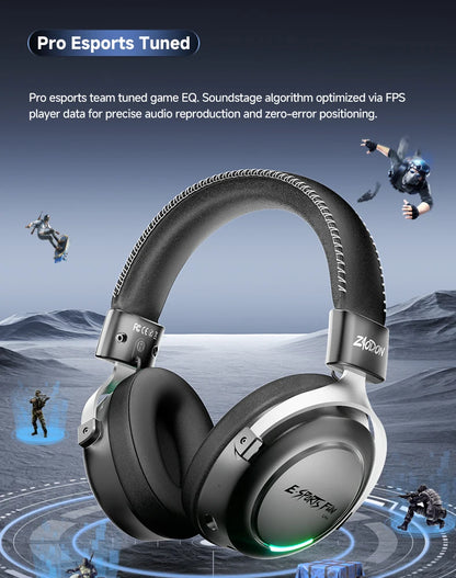 HaaYot Professional Wireless Gaming Bluetooth 6.0 Headset,7.1 Virtual Surround Sound,Low Latency 15ms for PC,PS5,Mobile,Switch