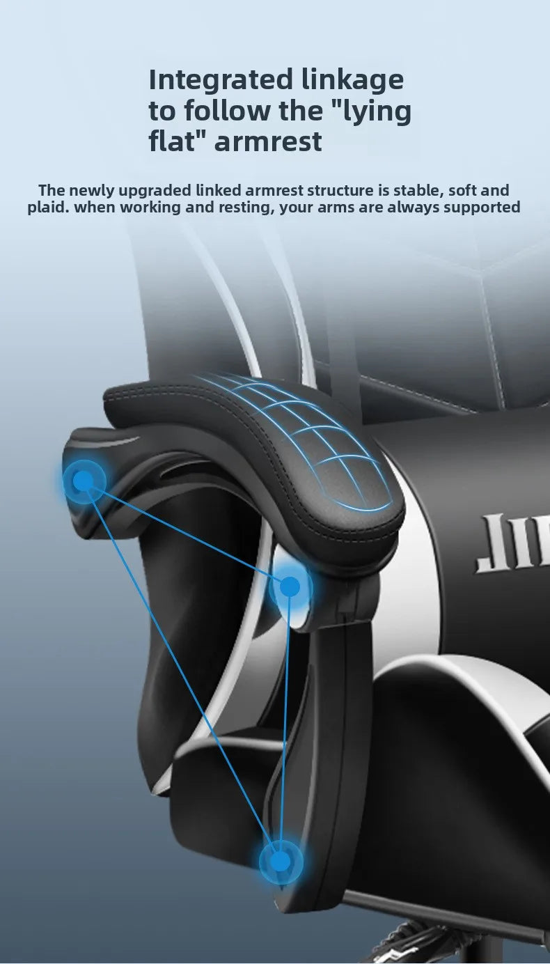 Bequemer ergonomischer Gaming-Stuhl für langes Sitzen, neigbar, mit Massagefunktion und Drehfunktion