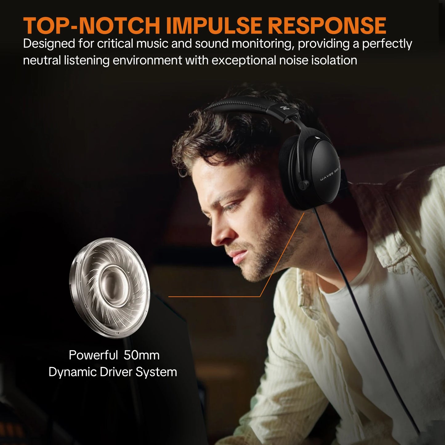 Cuffie da studio TALOMEN W550x – Cuffie monitor DJ professionali cablate over-ear con driver da 50mm e cavo rimovibile
