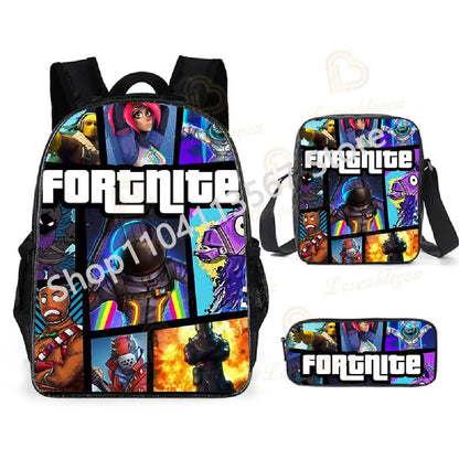 Fortnite Kids 3pcs Backpack Set Women Backpacks Office Stationery for Teenage Girls Boys Laptop Backpack Casual Travel Rucksack