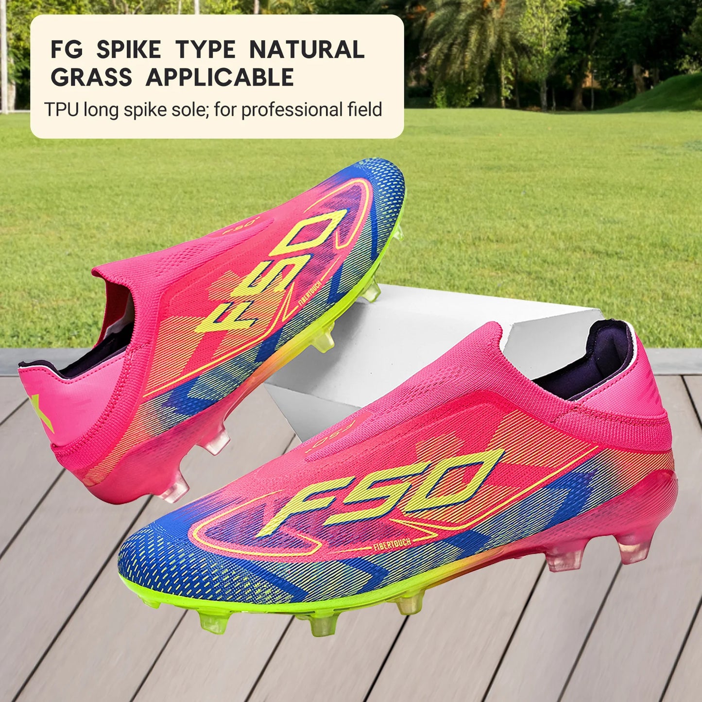 Classic AG/FG Football Shoes with TPU Wear-Resistant Long Studs, PU Mixed Fabric Upper, Non-Slip and Comfortable for Kids' Outdoor Football