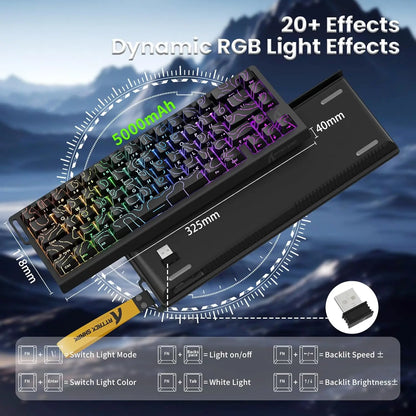 ATTACK SHARK X68PRO HE 60% Wireless Rapid Trigger Gaming Keyboard, Adjustable Actuation, 8K, Hall Effect Magnetic Switch, Tri-mode