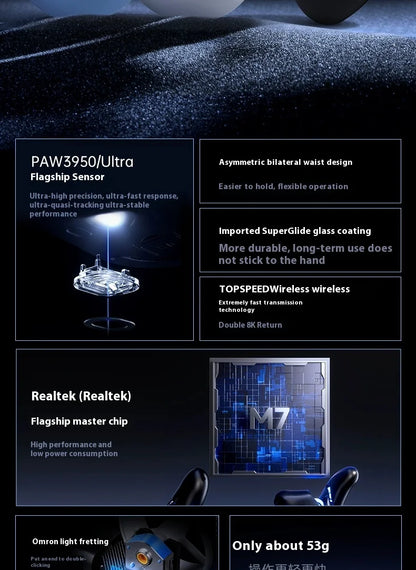 MCHOSE M7 Ultra Ergonomische gamingmuis PAW3950 Super Sensor TOPSPEED 8000Hz polling rate lichtgewicht ontwerp Realtek Master-muizen