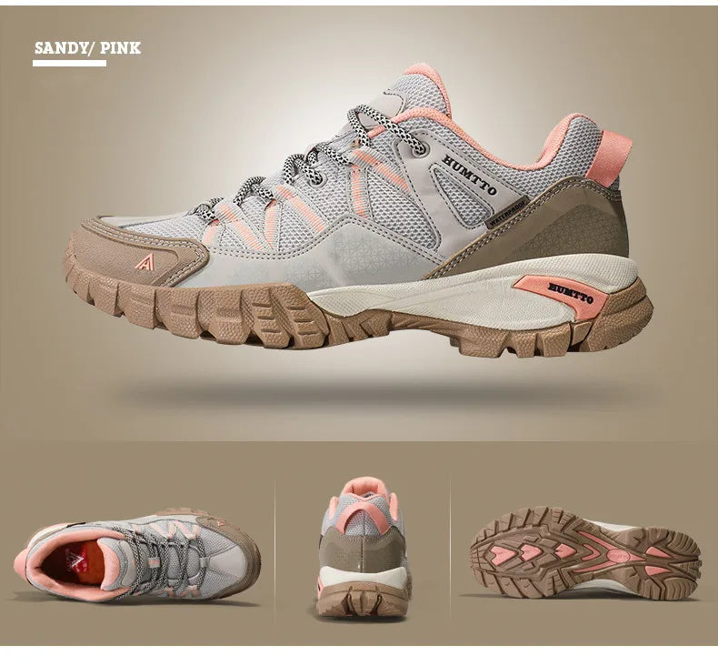 HUMTTO Hiking Shoes for Women Wear-Resistant Outdoor Women's Sports Shoes Lace-Up Climbing Trekking Sneakers Woman 110609B