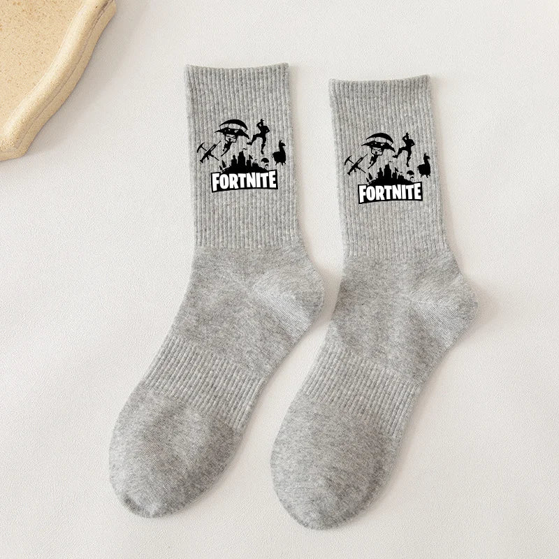 Fortnite-Socken mit Cartoon-Spielcharakter, lange Socken für Kinder und Schüler, einfarbige Baumwollsocken für Frühling und Herbst, Geburtstagsgeschenk