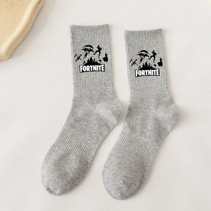 Fortnite-Socken mit Cartoon-Spielcharakter, lange Socken für Kinder und Schüler, einfarbige Baumwollsocken für Frühling und Herbst, Geburtstagsgeschenk