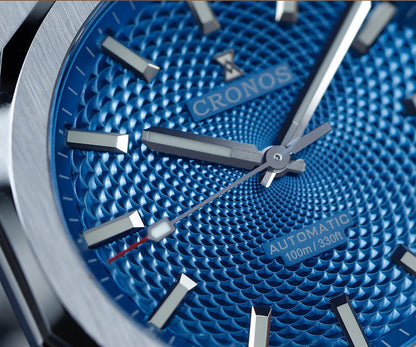 Cronos New Rhombus Perlage 39mm Dial PT5004 Miyota 90S5 See-through Caseback Men Automatic Wristwatches 10ATM Luminous