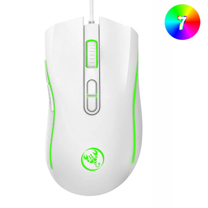 Scelta popolare HXSJ A869 mouse da gaming cablato ottico ergonomico RGB in ABS con regolazione della risoluzione a 4 livelli per laptop e PC
